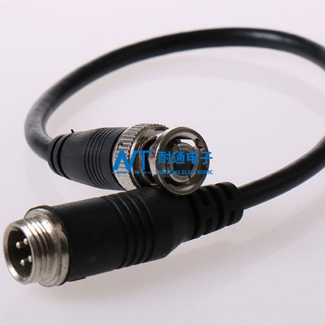 gx12航空插头转BNC线bnc to m12，航插线4芯BNC监控摄像机线